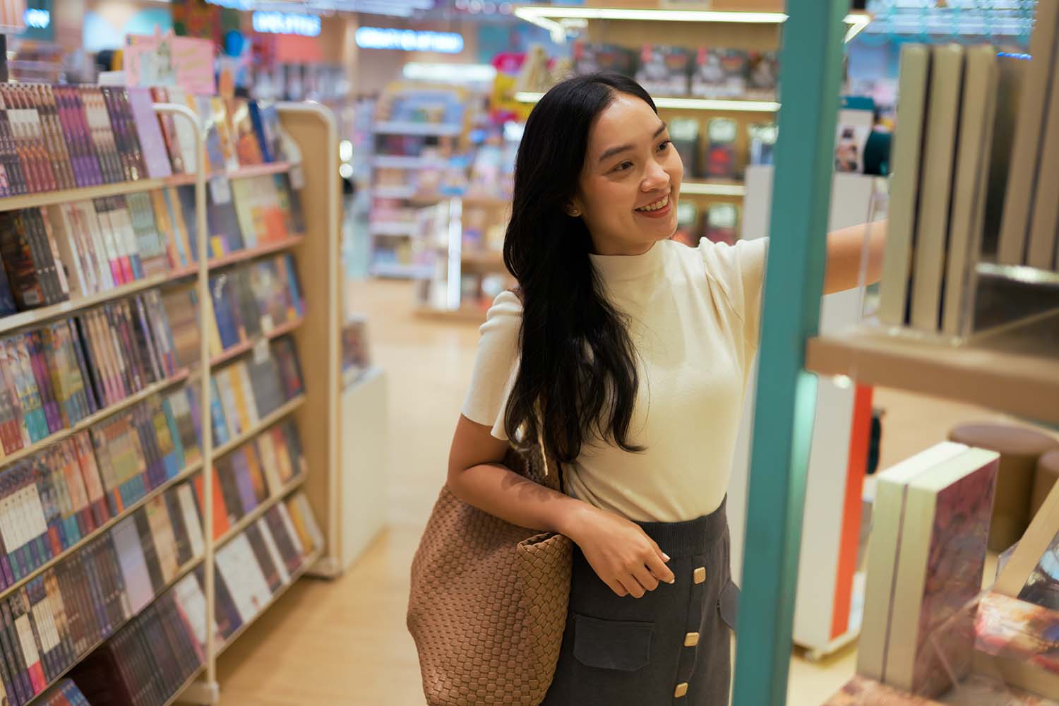 girl browsing at a bookstore