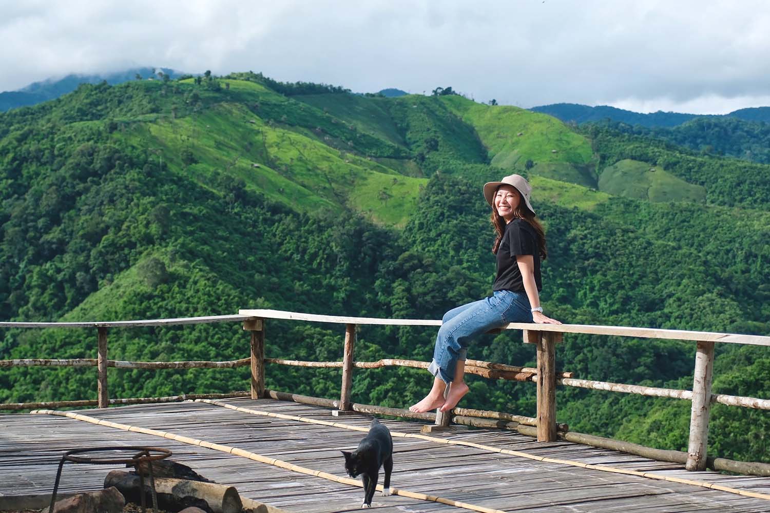 woman sitting on wooden terrace Naga city