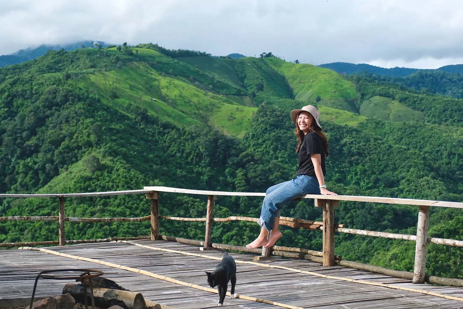 woman sitting on wooden terrace Naga city